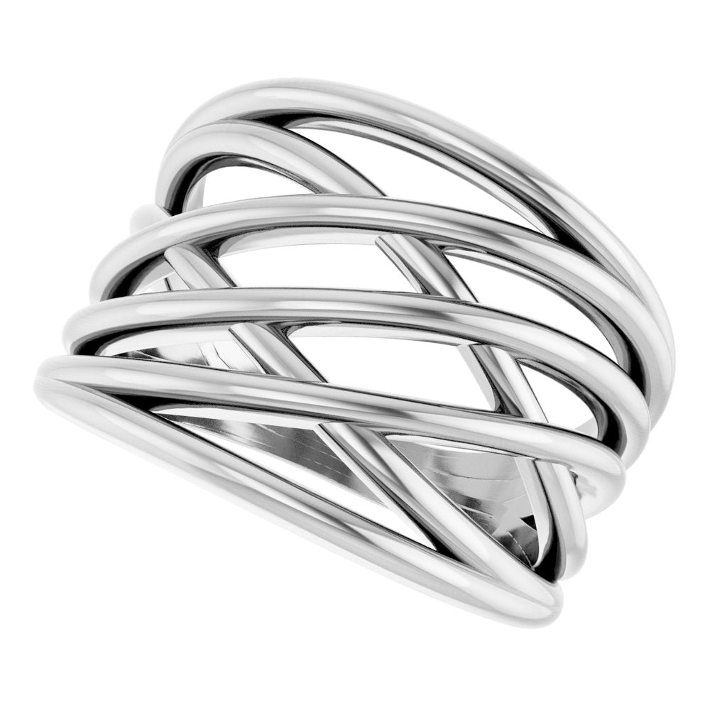 14K White Criss-Cross Ring