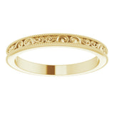 14K Yellow Gold 2.5 mm Milgrain Edge Sculptural Flat Band Size 7