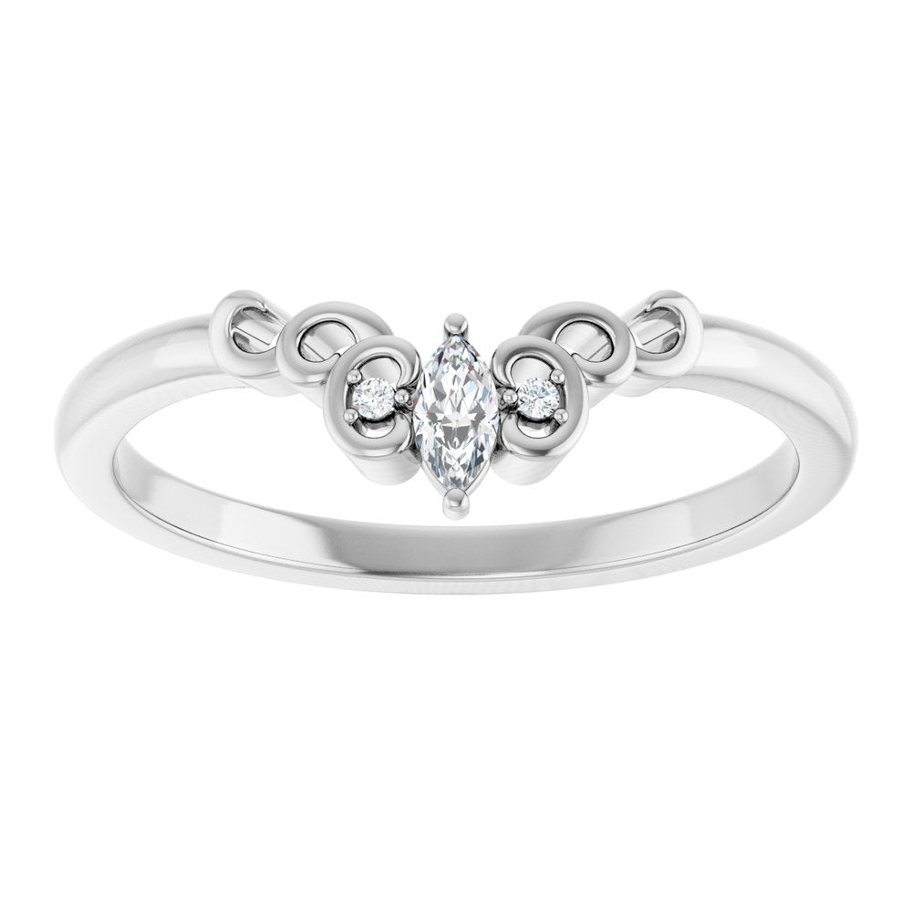 14K White Gold .07 CTW Natural Diamond Sculptural Contour Band