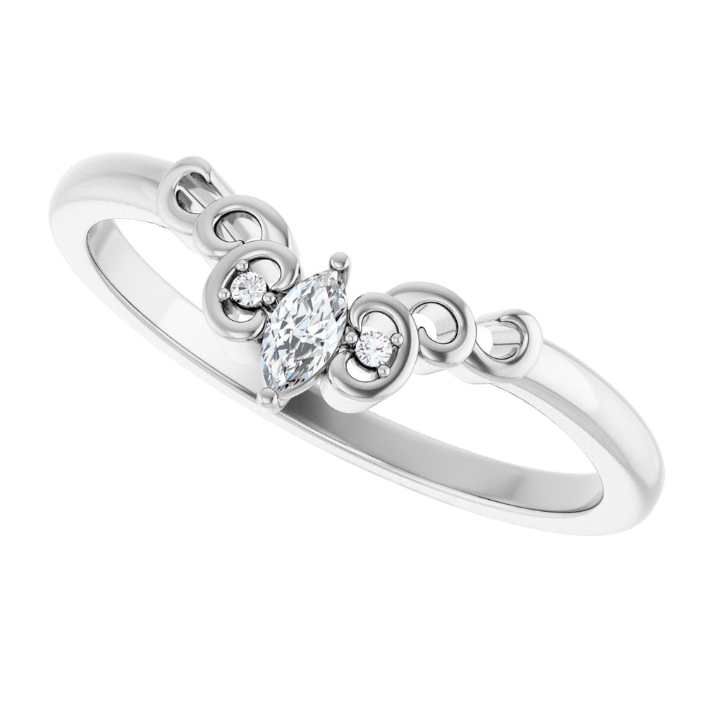 14K White Gold .07 CTW Natural Diamond Sculptural Contour Band