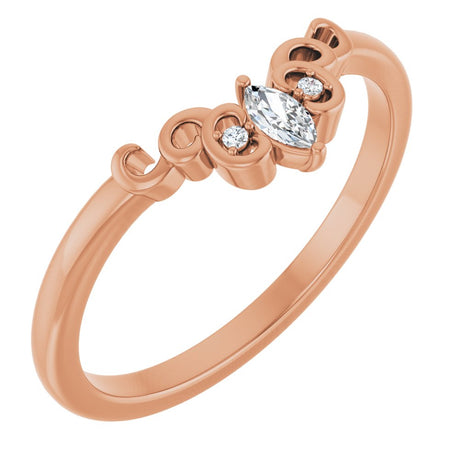 14K Rose Gold .07 CTW Natural Diamond Sculptural Contour Band