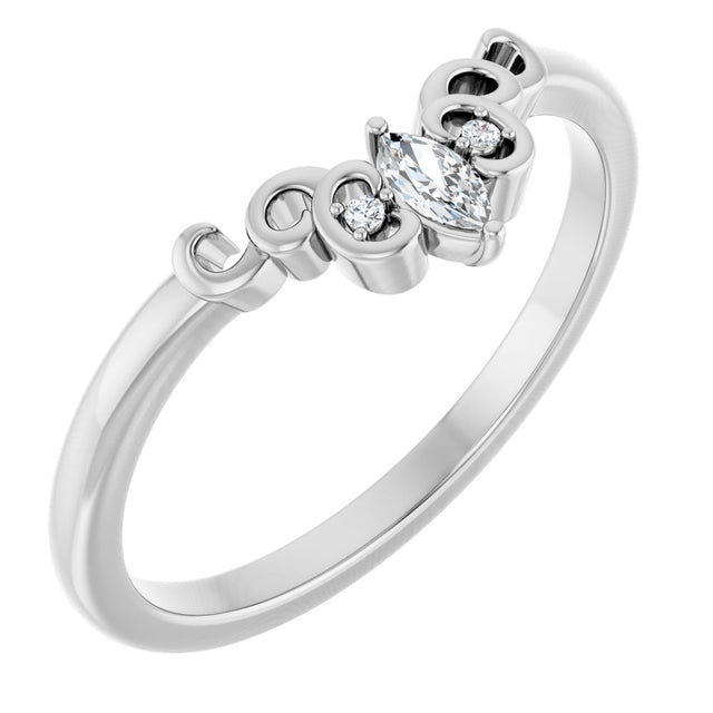 14K White Gold .07 CTW Natural Diamond Sculptural Contour Band