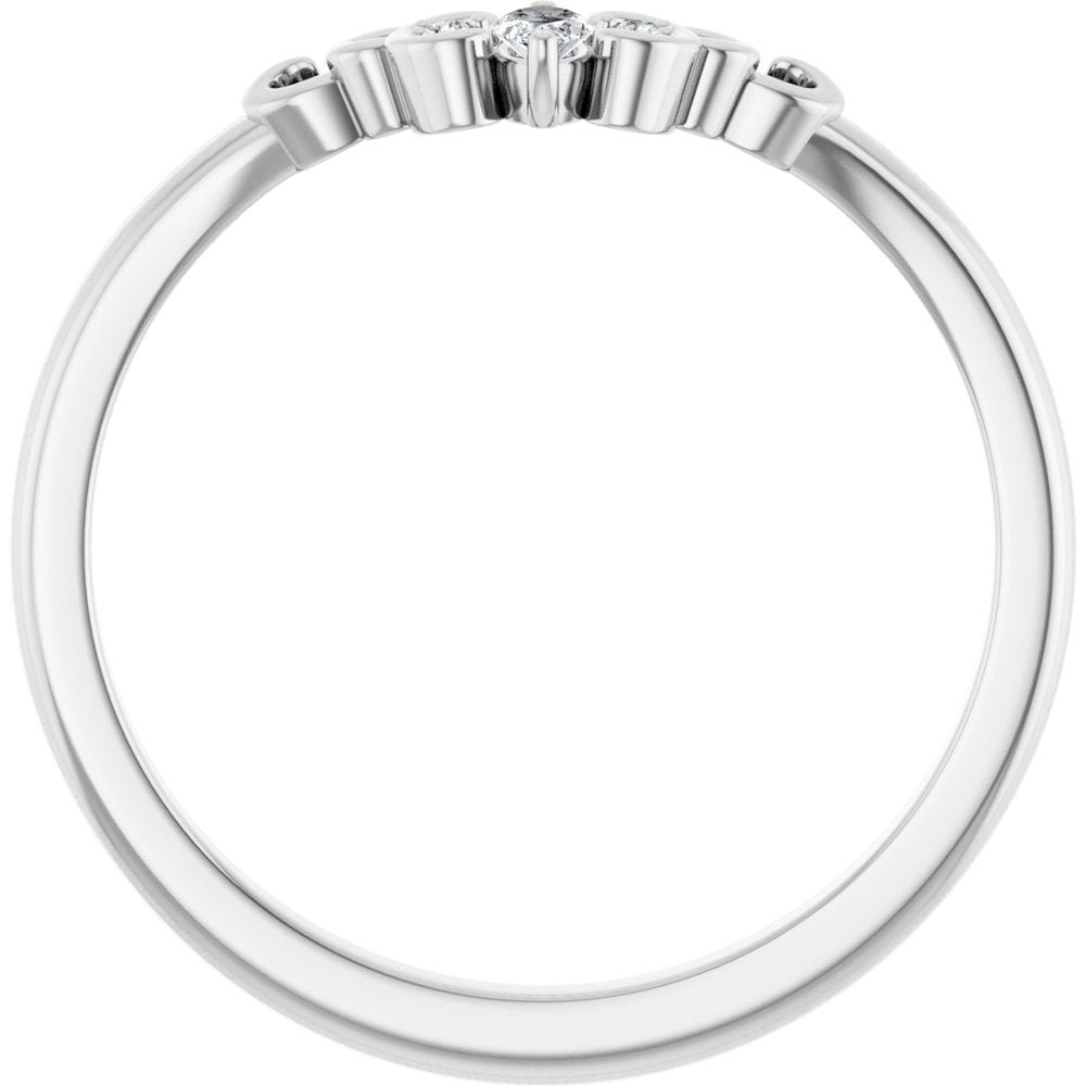 14K White Gold .07 CTW Natural Diamond Sculptural Contour Band