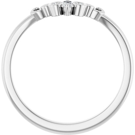 14K White Gold .07 CTW Natural Diamond Sculptural Contour Band