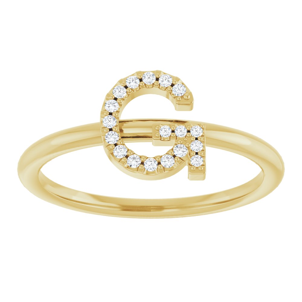 14K Yellow .06 CTW Natural Diamond Initial G Ring