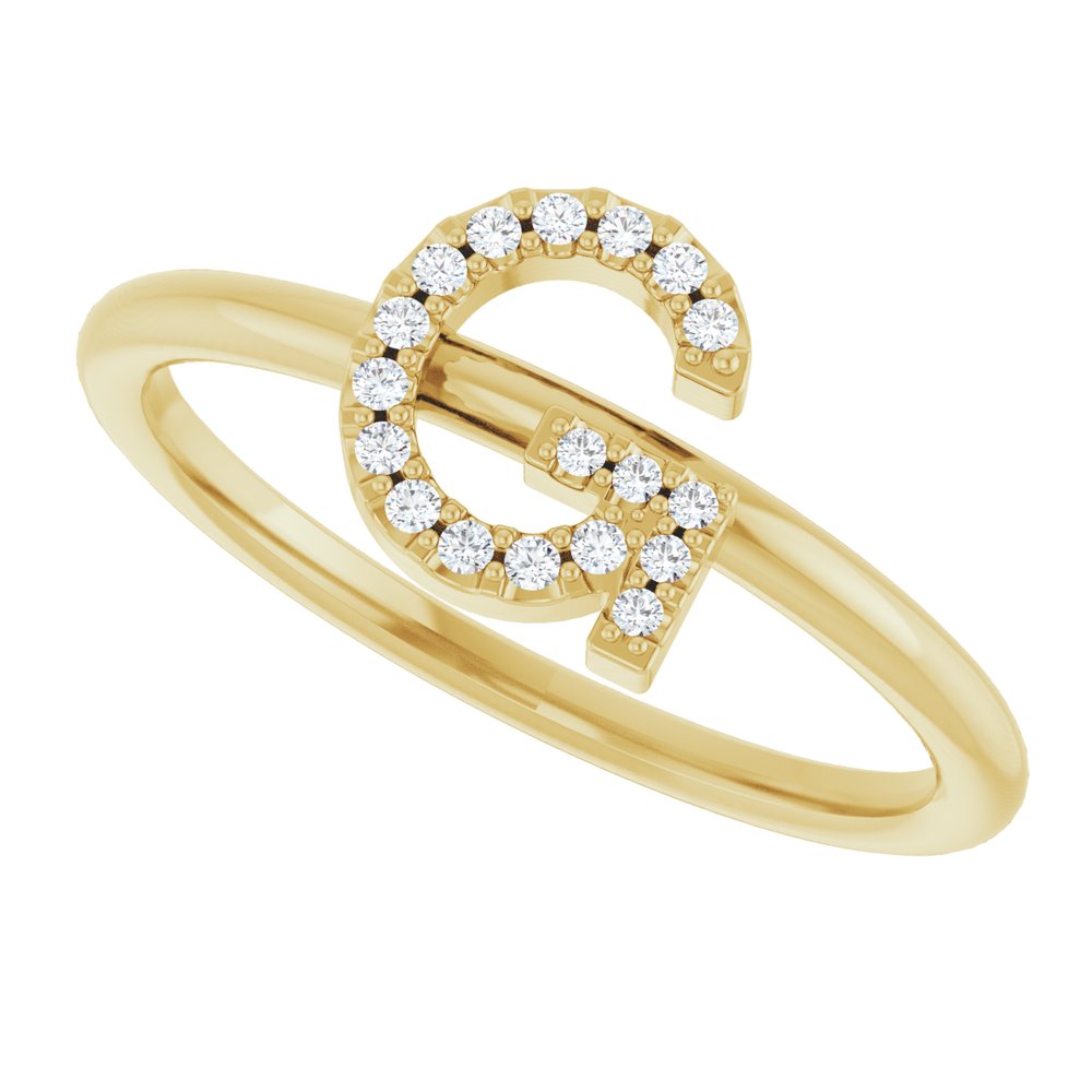 14K Yellow .06 CTW Natural Diamond Initial G Ring