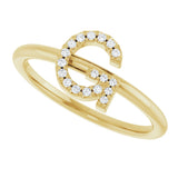 14K Yellow .06 CTW Natural Diamond Initial G Ring