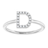 14K White .06 CTW Natural Diamond Initial D Ring