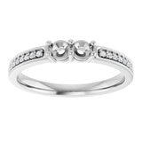 14K White 2-Stone .07 CTW Lab-Grown Diamond Semi-Set Family Ring