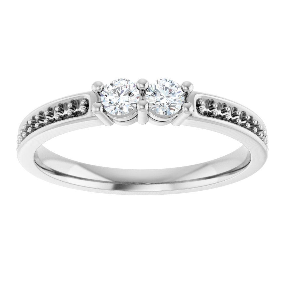 14K White 2-Stone .07 CTW Lab-Grown Diamond Semi-Set Family Ring
