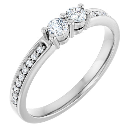 14K White 2-Stone .07 CTW Lab-Grown Diamond Semi-Set Family Ring