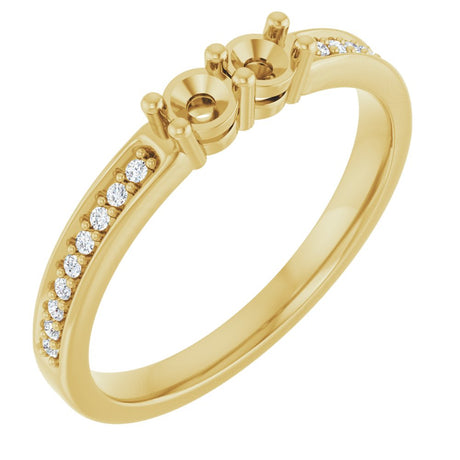 14K Yellow 2-Stone .07 CTW Lab-Grown Diamond Semi-Set Family Ring