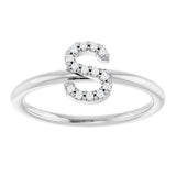 14K White .05 CTW Natural Diamond Initial S Ring