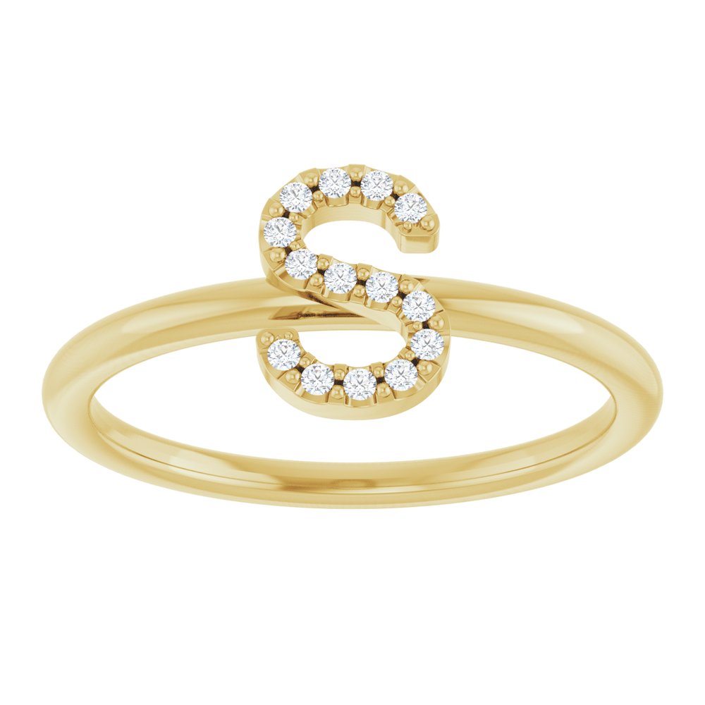 14K Yellow Gold .05 CTW Natural Diamond Initial S Ring