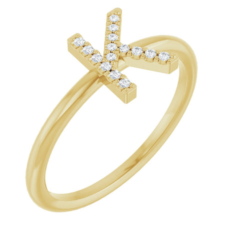 14K Yellow .05 CTW Natural Diamond Initial K Ring