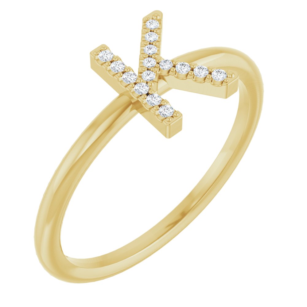 14K Yellow Gold .05 CTW Natural Diamond Initial K Ring