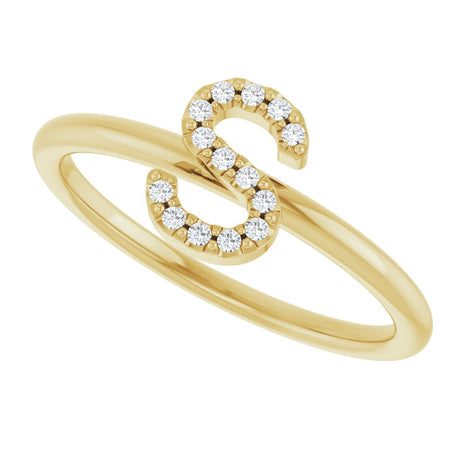 14K Yellow Gold .05 CTW Natural Diamond Initial S Ring