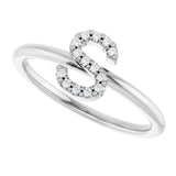 14K White .05 CTW Natural Diamond Initial S Ring