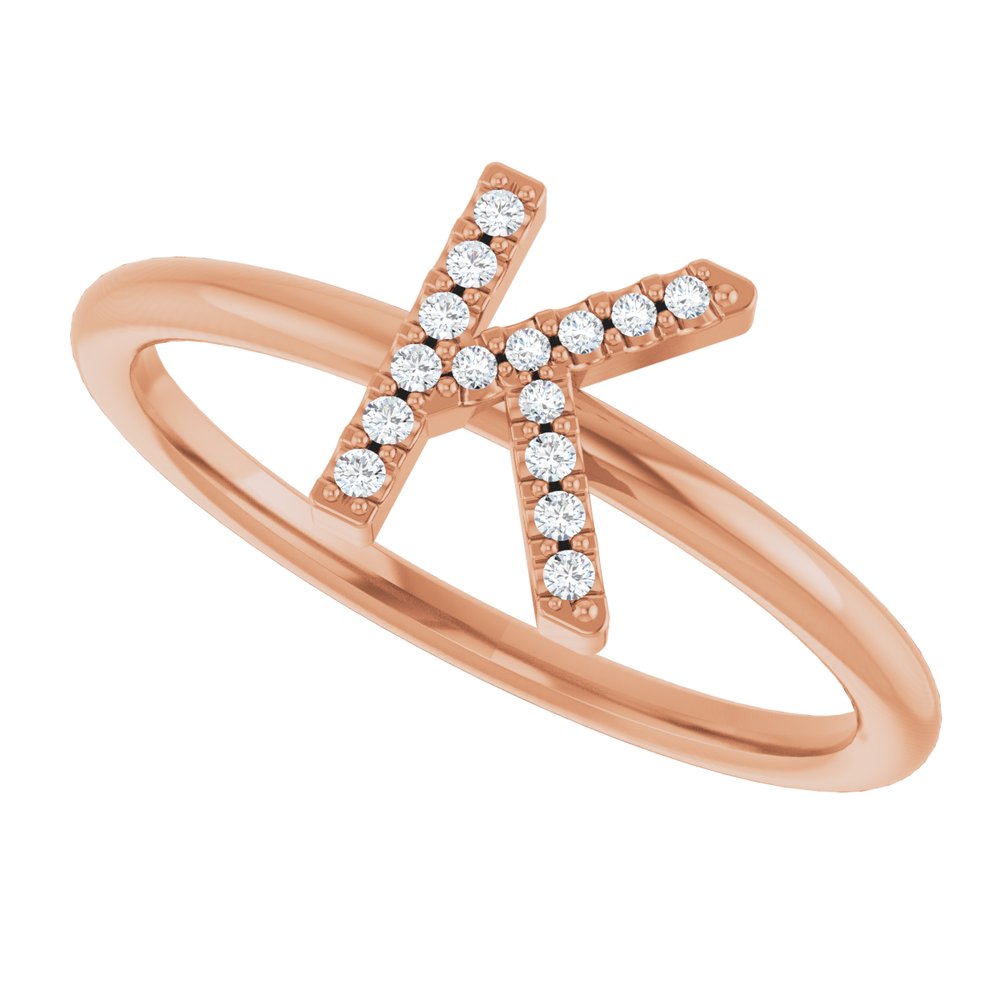 14K Rose .05 CTW Natural Diamond Initial K Ring