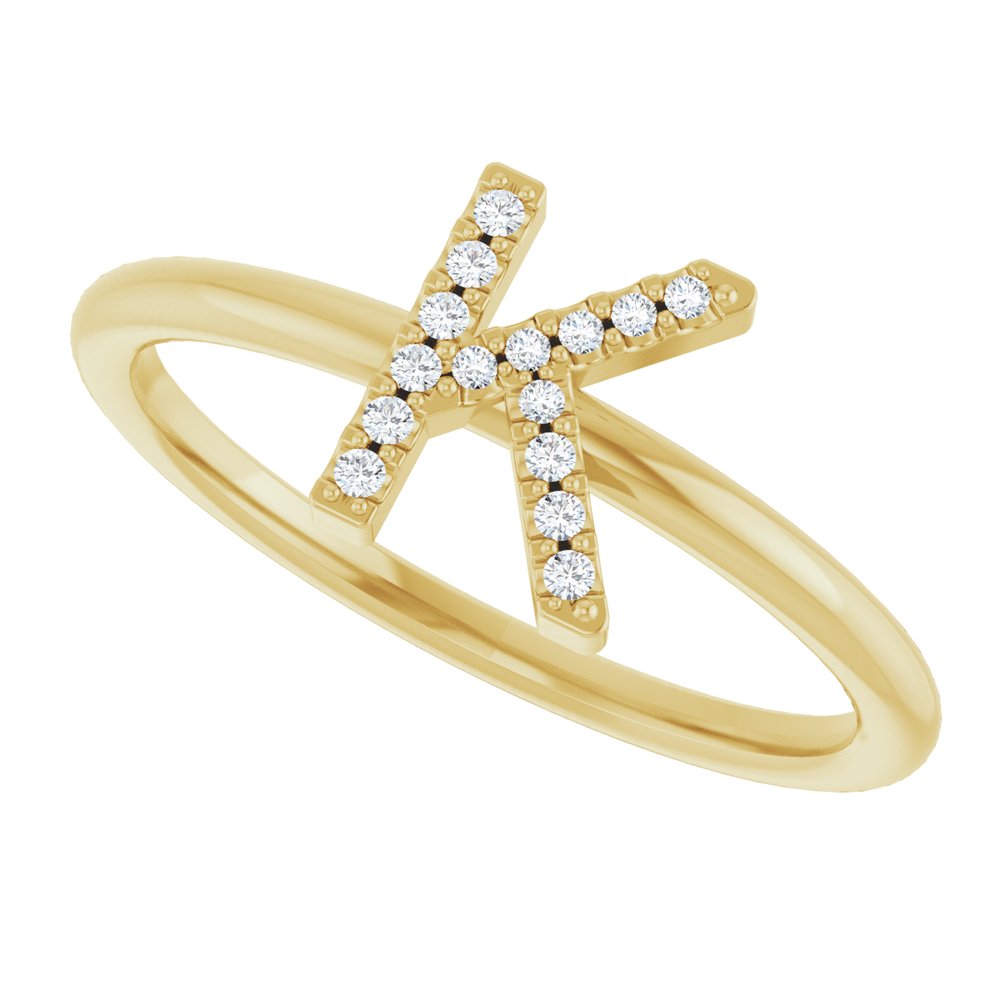 14K Yellow Gold .05 CTW Natural Diamond Initial K Ring