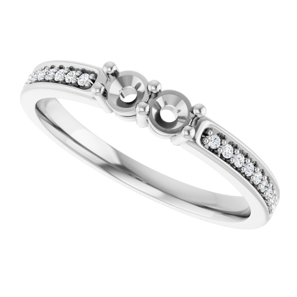 14K White 2-Stone .07 CTW Lab-Grown Diamond Semi-Set Family Ring