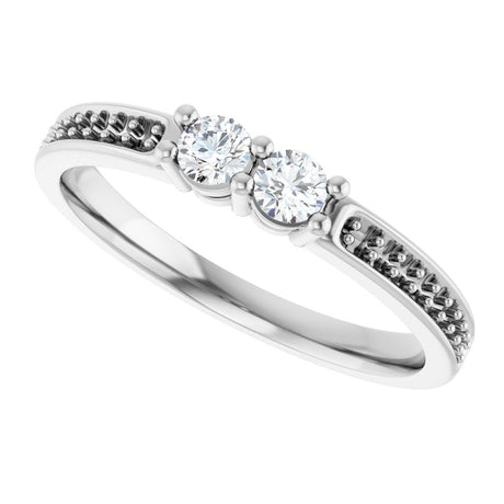 14K White 2-Stone .07 CTW Lab-Grown Diamond Semi-Set Family Ring