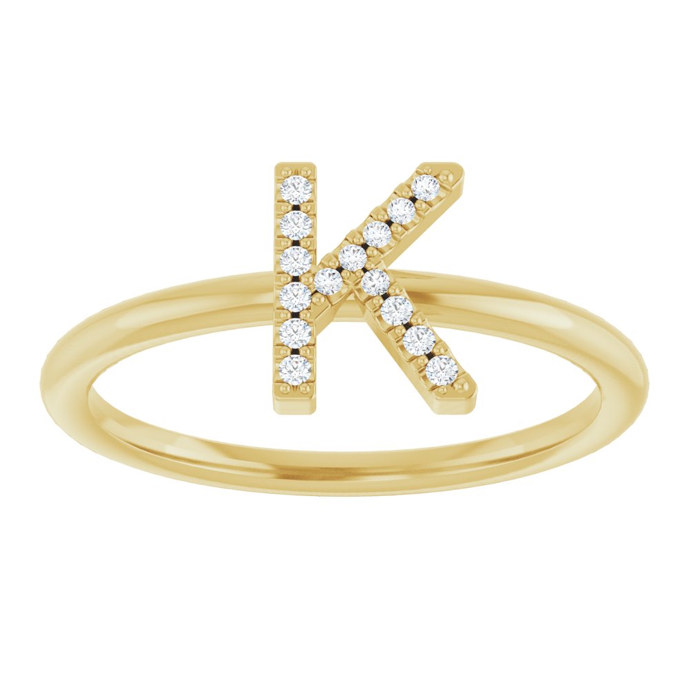 14K Yellow .05 CTW Natural Diamond Initial K Ring