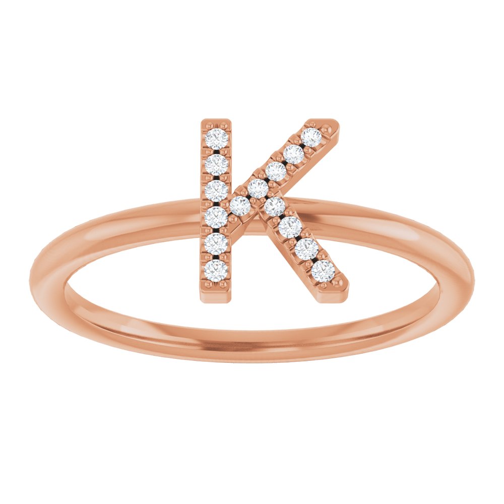 14K Rose .05 CTW Natural Diamond Initial K Ring