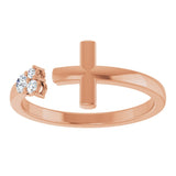 14K Rose 1/10 CTW Natural Diamond Negative Space Cross Ring