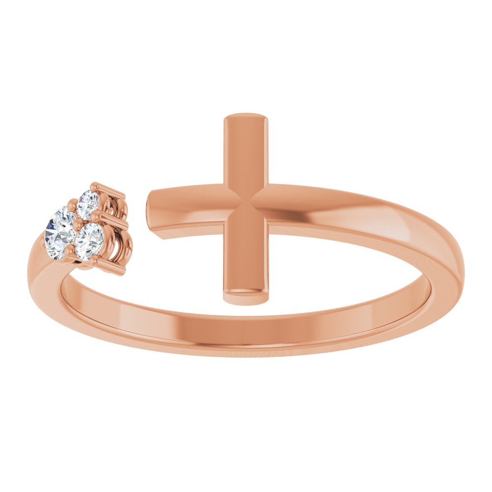 14K Rose 1/10 CTW Natural Diamond Negative Space Cross Ring