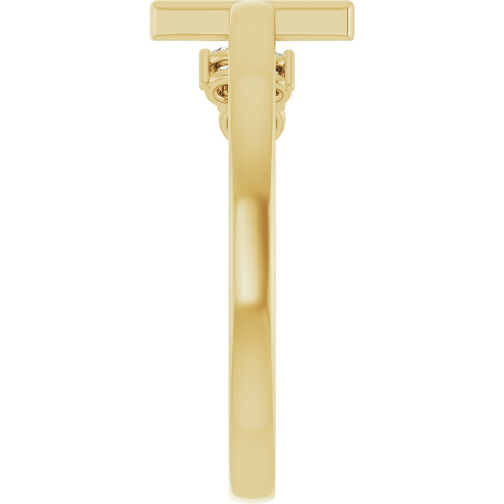 14K Yellow 1/10 CTW Natural Diamond Negative Space Cross Ring