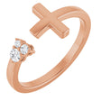 14K Rose 1/10 CTW Natural Diamond Negative Space Cross Ring 