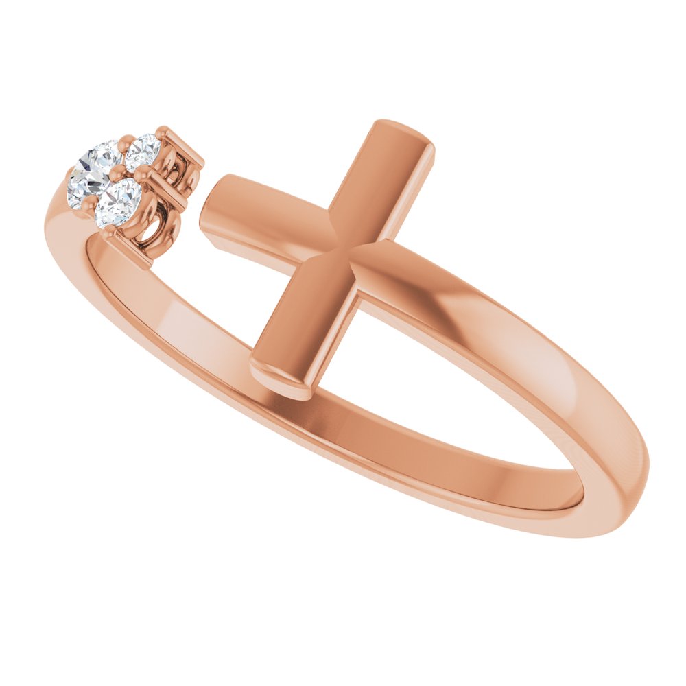 14K Rose 1/10 CTW Natural Diamond Negative Space Cross Ring