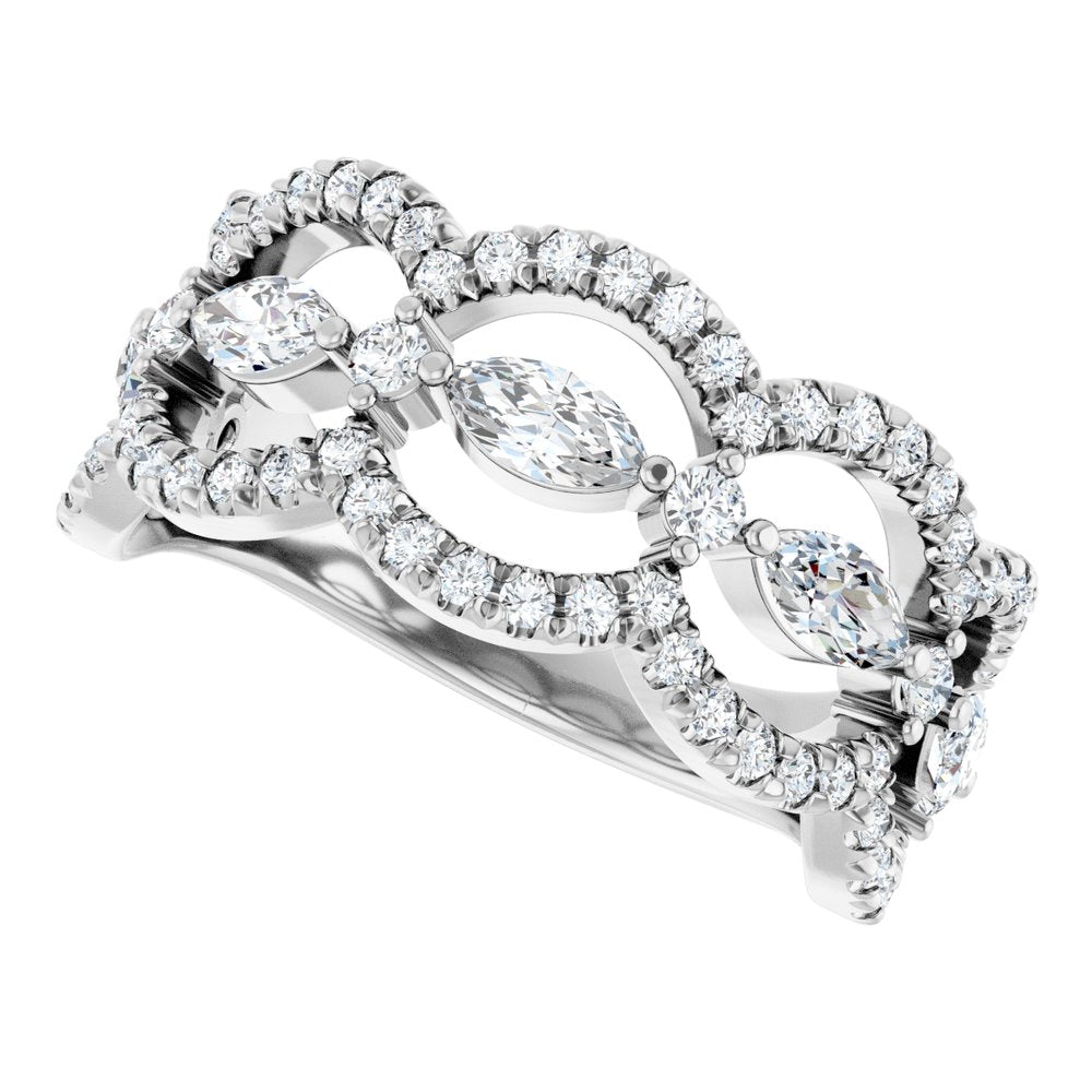 Platinum 1 CTW Natural Diamond Anniversary Ring