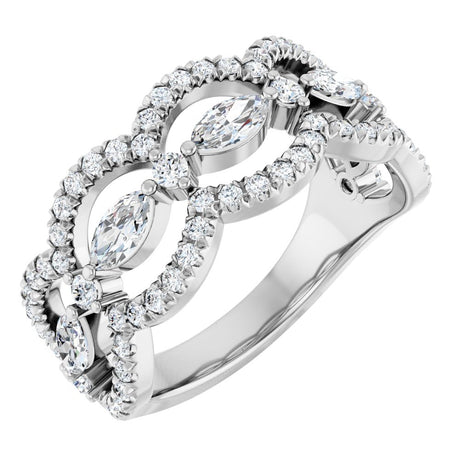 Platinum 1 CTW Natural Diamond Anniversary Ring