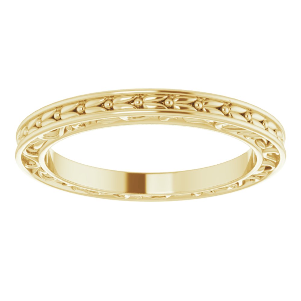 14K Yellow 2 mm Sculptural-Inspired Leaf Band