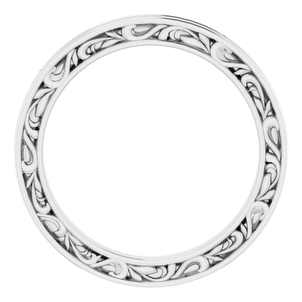 14K White 2 mm Sculptural-Inspired Leaf Band   Size 5.5