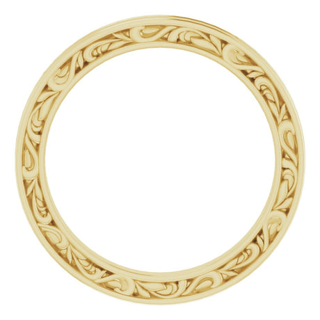 14K Yellow Gold 2 mm Floral Flat Band Size 6
