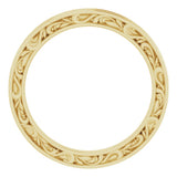 14K Yellow Gold 2 mm Floral Flat Band Size 6