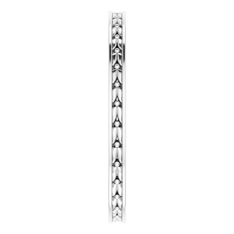 14K White Gold 2 mm Floral Flat Band Size 8