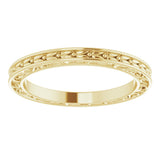 14K Yellow 2 mm Floral Flat Band