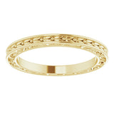 14K Yellow Gold 2 mm Floral Flat Band Size 6