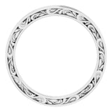 14K White Gold 2 mm Floral Flat Band Size 8