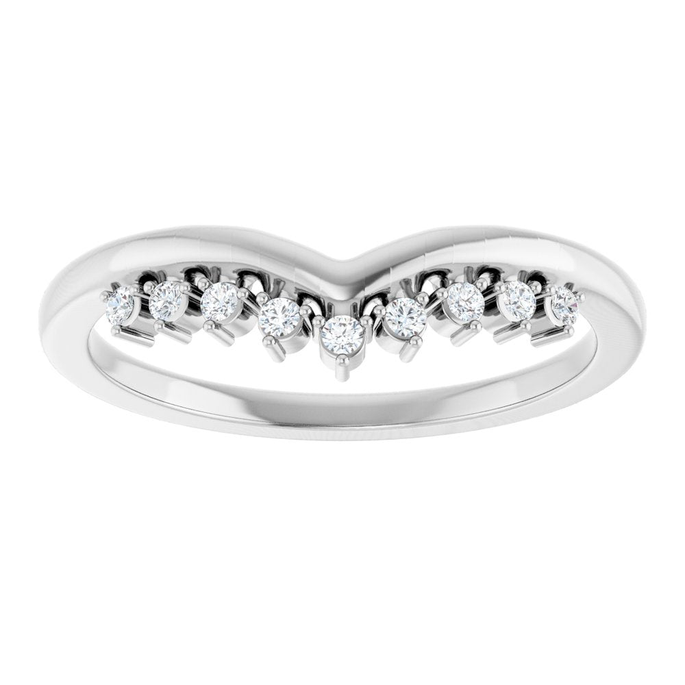 14K White .08 CTW Natural Diamond Contour Band