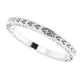 14K White Gold 2 mm Floral Flat Band Size 8