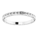 14K White Gold 2 mm Floral Flat Band Size 8