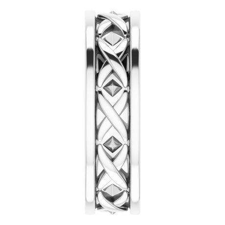 14K White Gold 6 mm X-Pattern Band Size 7.5

