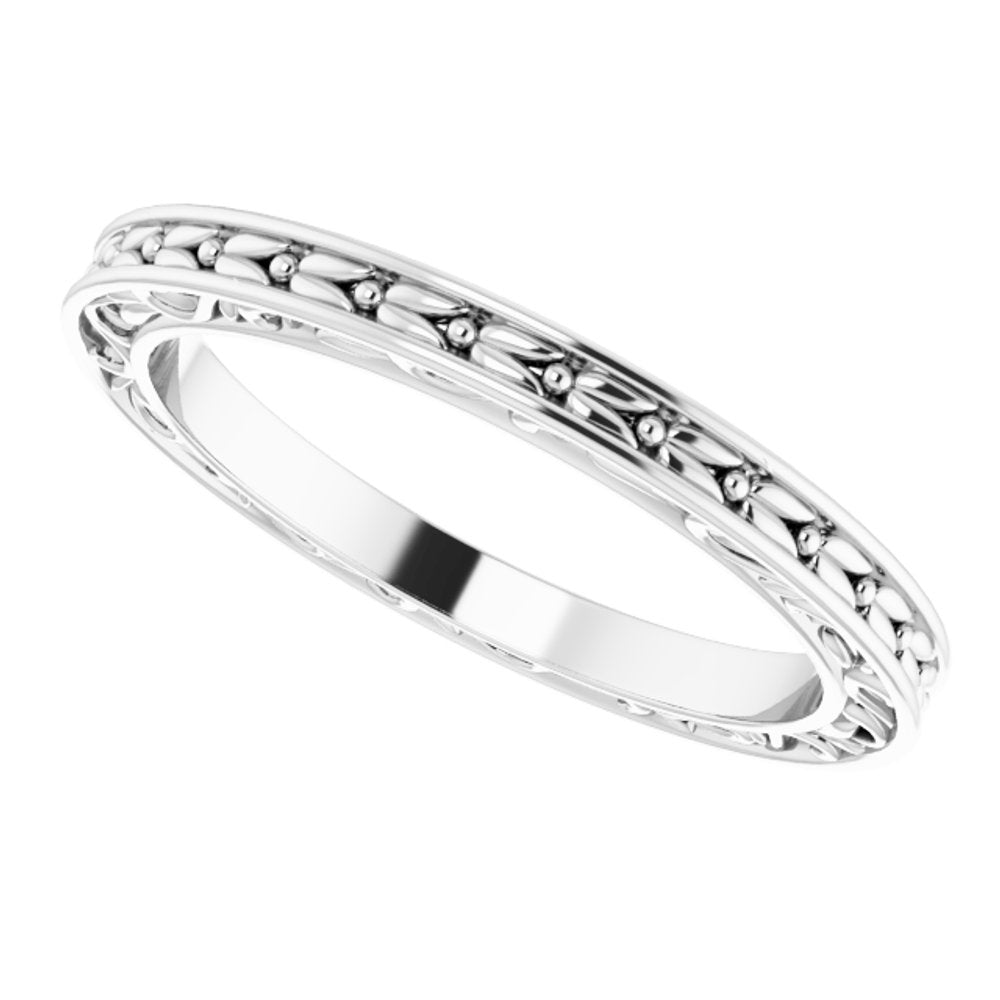 14K White 2 mm Sculptural-Inspired Leaf Band