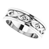 14K White Gold 6 mm X-Pattern Band Size 7.5
