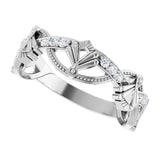 14K White 1/8 CTW Natural Diamond Vintage-Inspired Anniversary Band